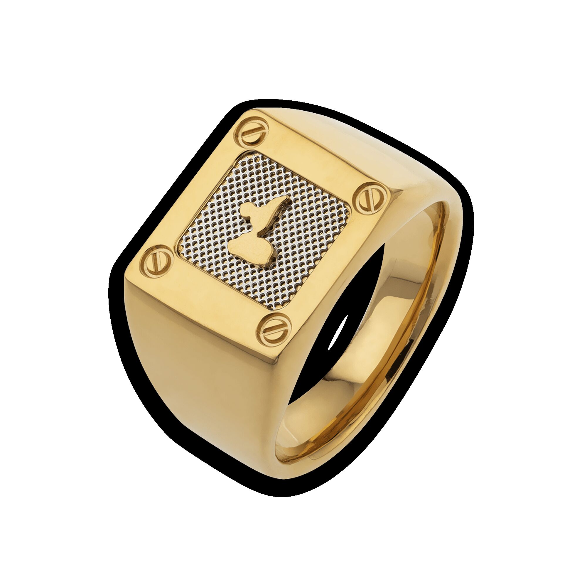 Bague Chevalière Guadeloupe Plaquée Or 18K - Taille 62, Carte Du Pays, Pierres Diamant