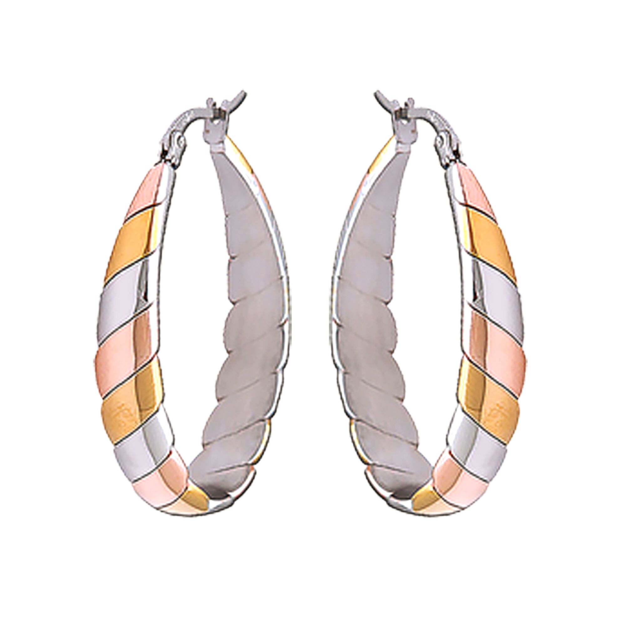 Créoles Acier Tricolores Ovales 30*40mm Tube 7mm