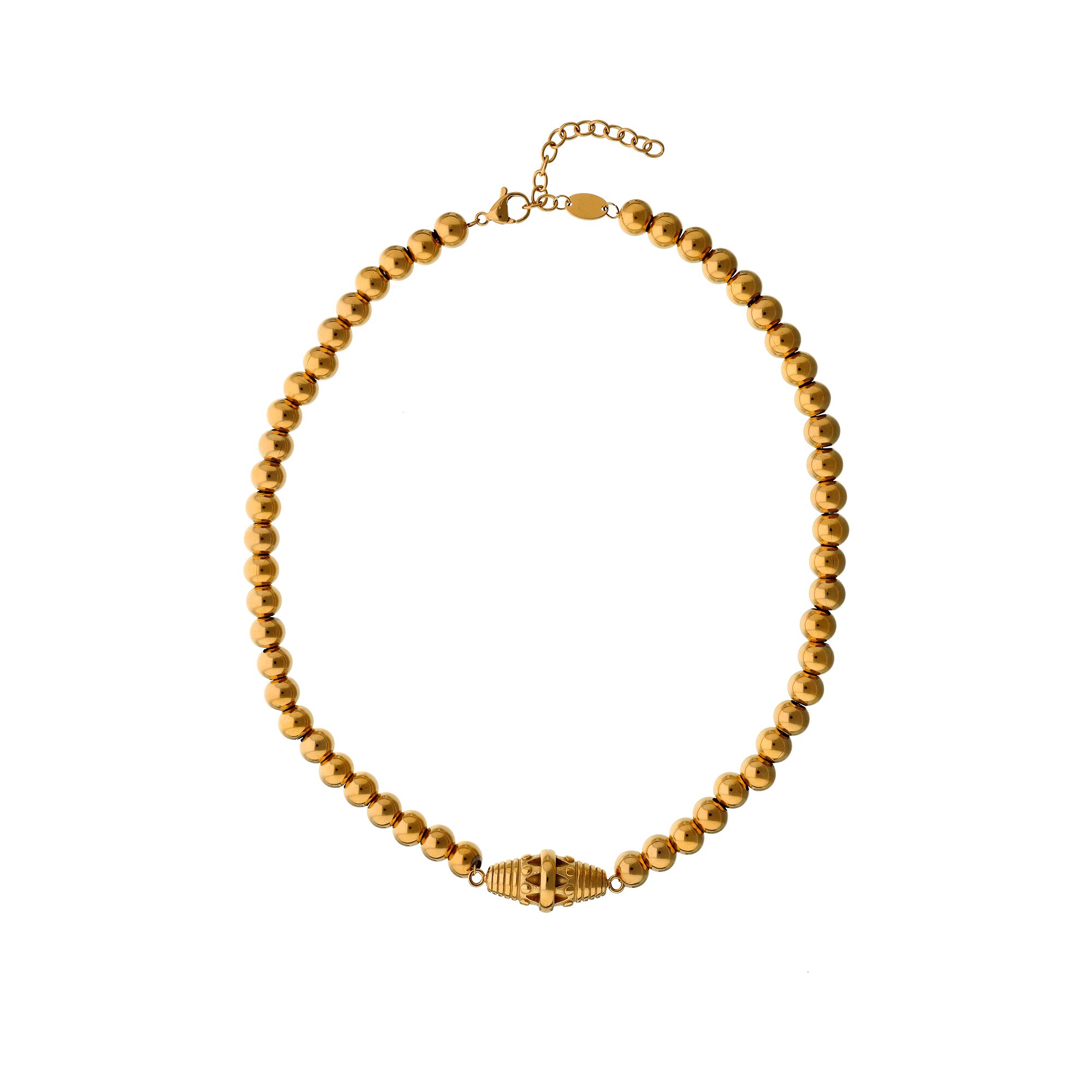 COLLIER CALLAS ACIER IPG BOULES 8MM BARILLET CLASSIC  42+5CM TAG
