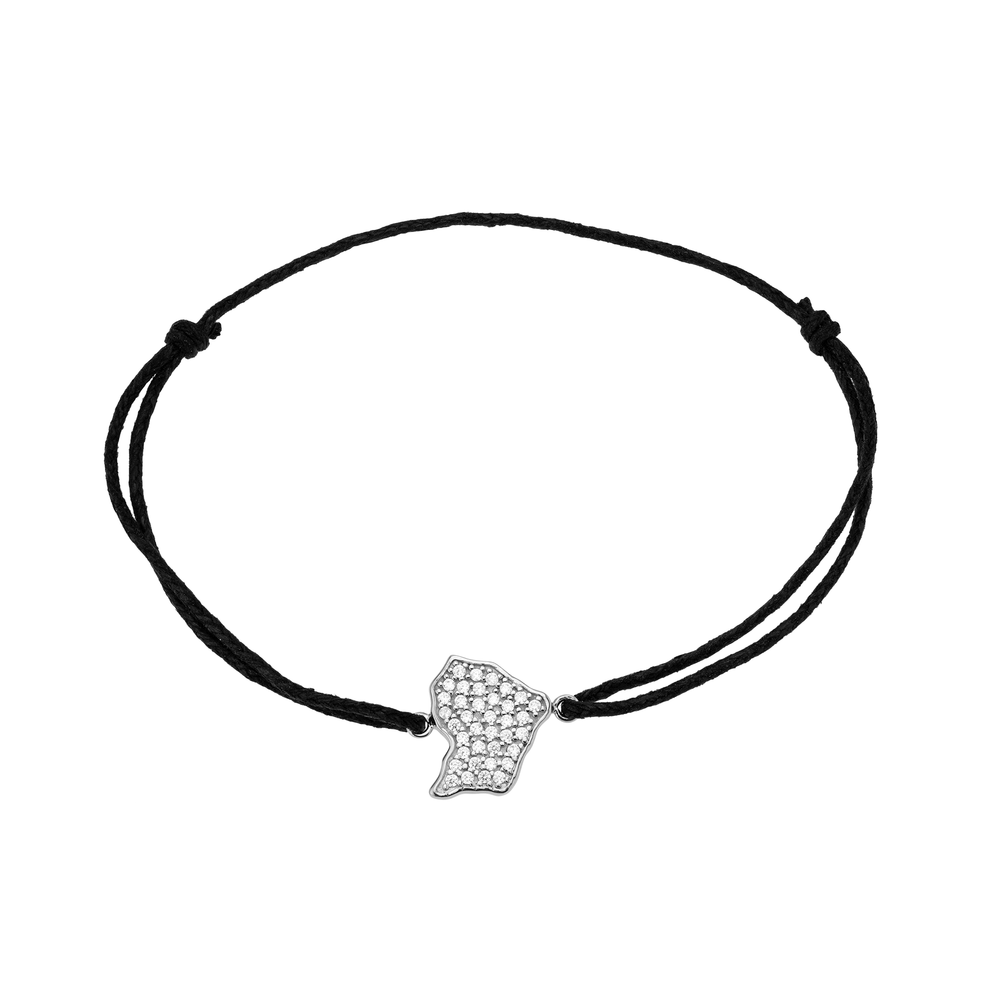 Bracelet Guyane Argent925 Zirconium Cordon Noir 18cm 18cm