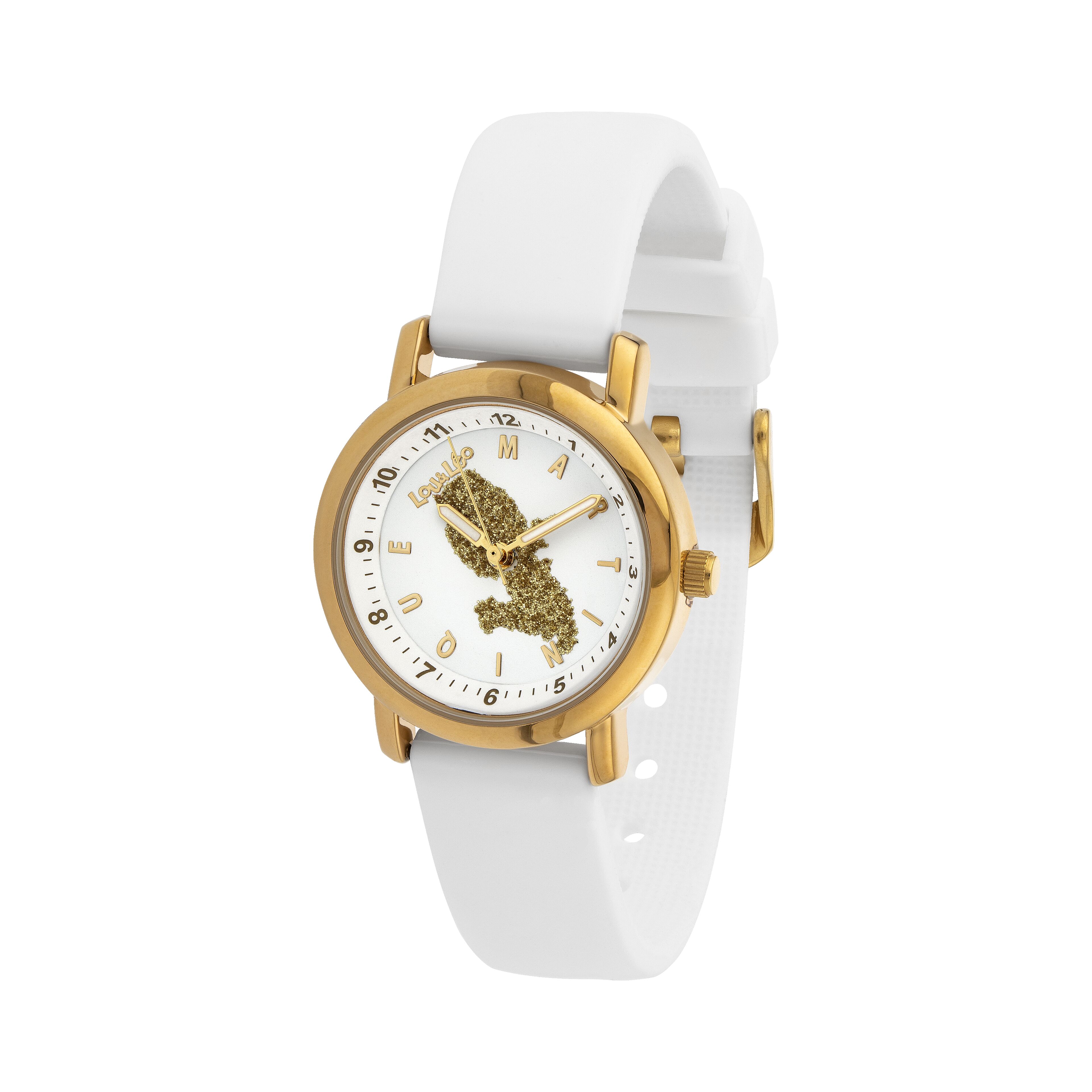Montre Unisexe Fortune NYC - Boîtier Doré, Cadran Vert, Bracelet Caoutchouc Blanc/vert - Mouvement Quartz