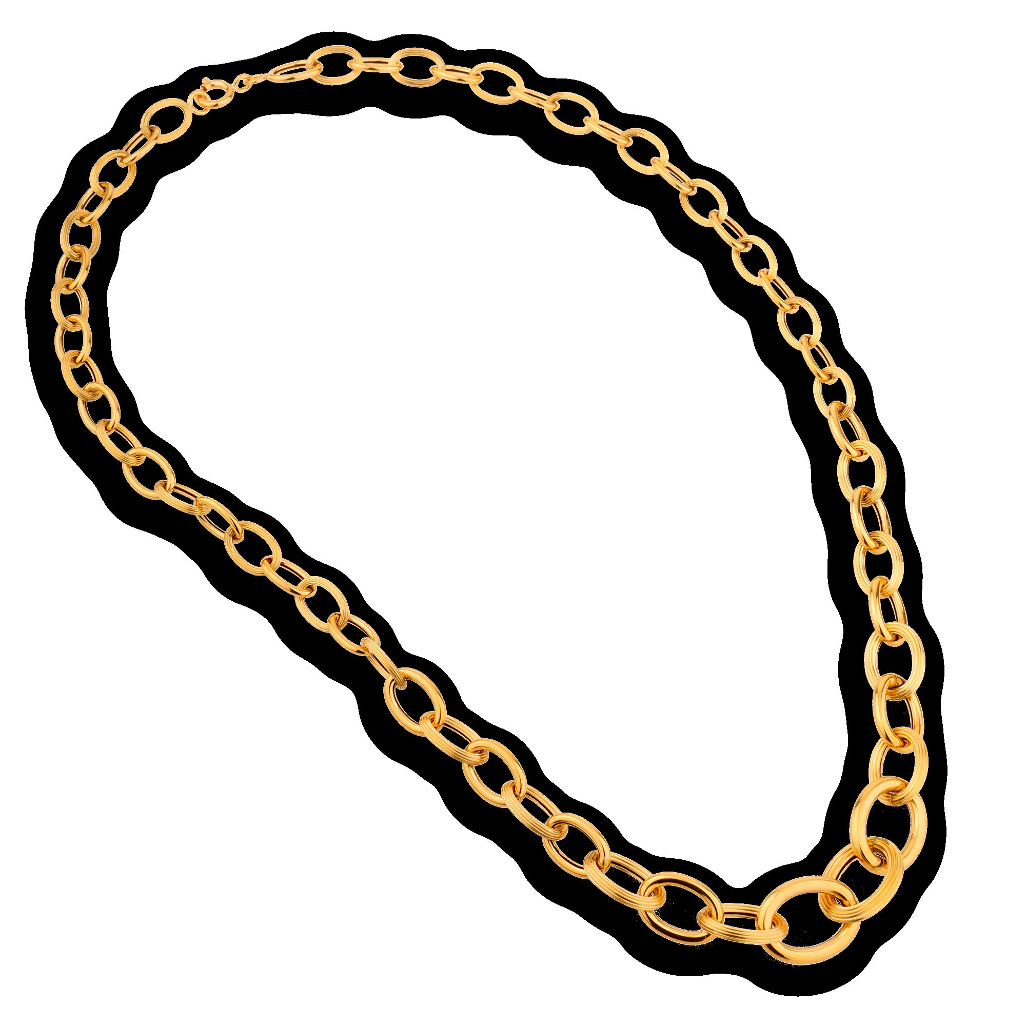 Chaîne Collier Doré Style Forçat 3x2mm - Longueur 45cm + 5cm Avec Mousqueton Cœur *O170