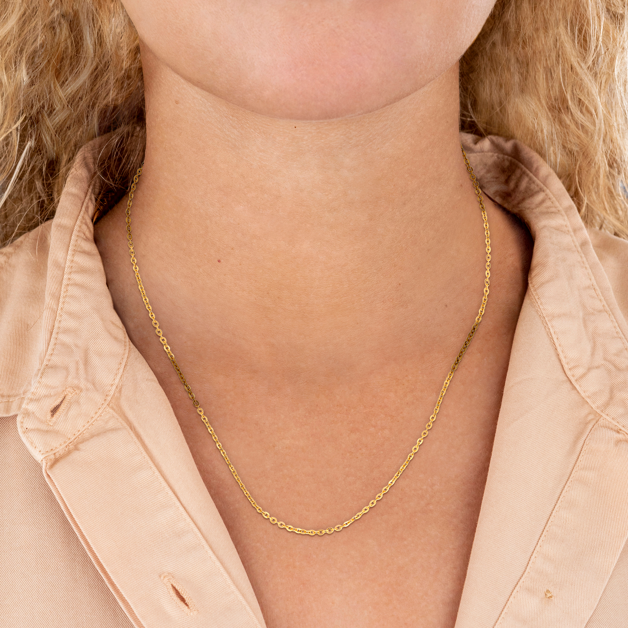 Collier Chaîne Or 750 Maille Forçat Miroir Creux 1.2mm 45cm