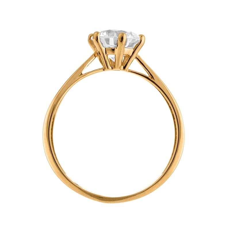 Bague Solitaire Or 750 Zirconium 7mm Taille 58 Corps 1.8mm Au Plus Etroit