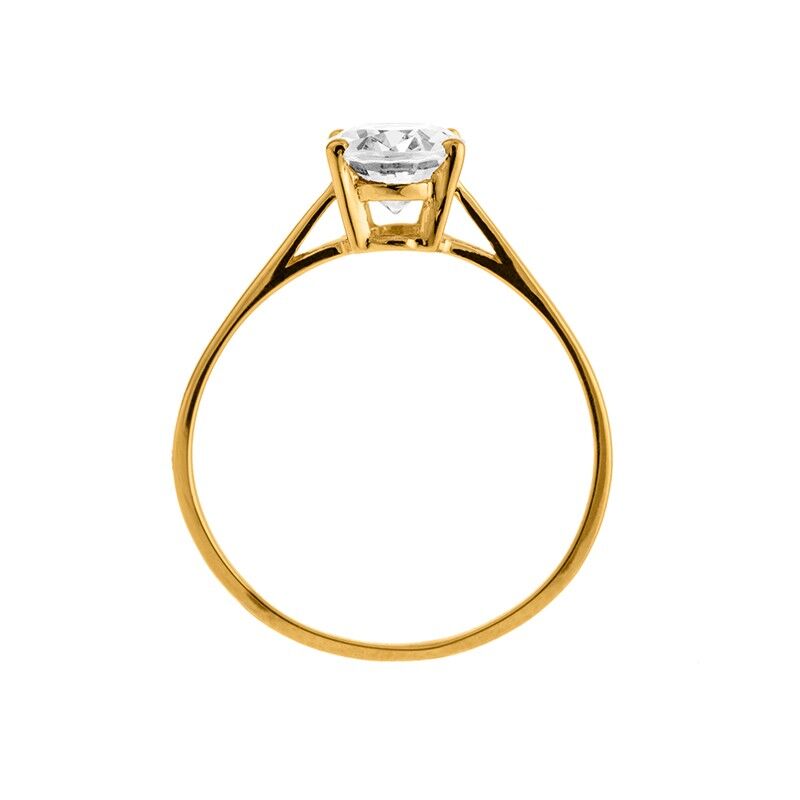 Bague Solitaire Zirconium Ovale 6*8mm Or 750 Taille 60 Corps 1.3mm Au Plus Etroit
