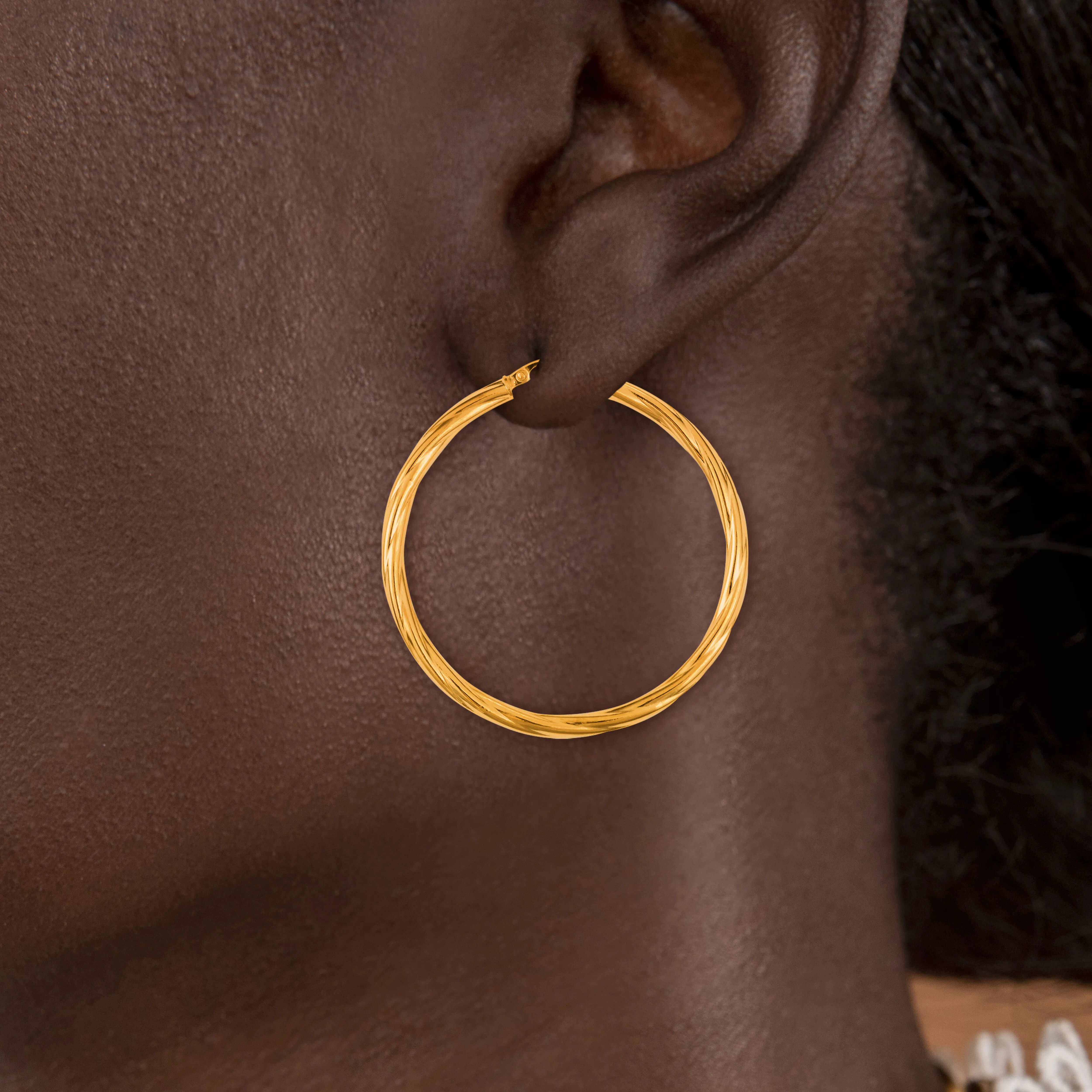 créoles or 9 carats torsadées 40mm 3mm | Créolissime