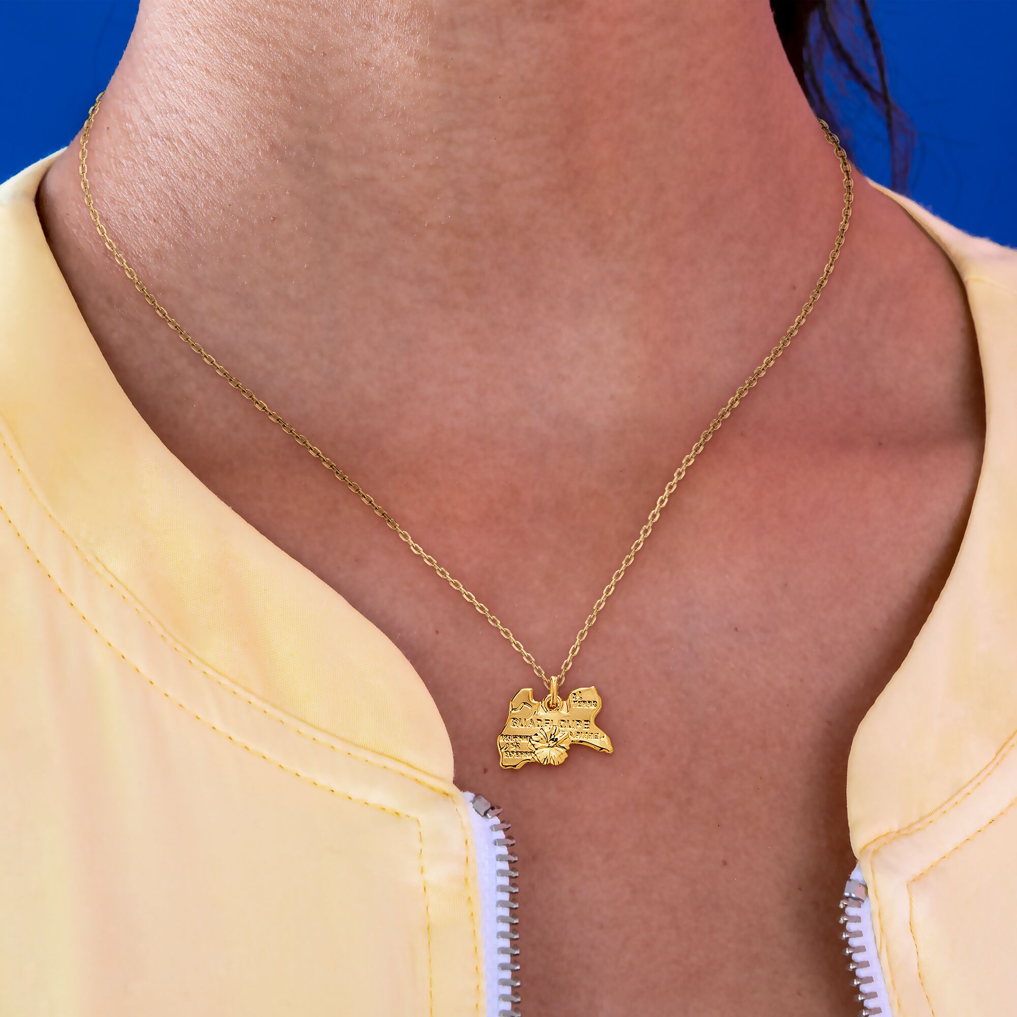 Pendentif Carte De La Guadeloupe En Plaqué Or 18 Carats - Chaîne 45 Cm Incluse - Bijou Souvenir Ou Cadeau - 5