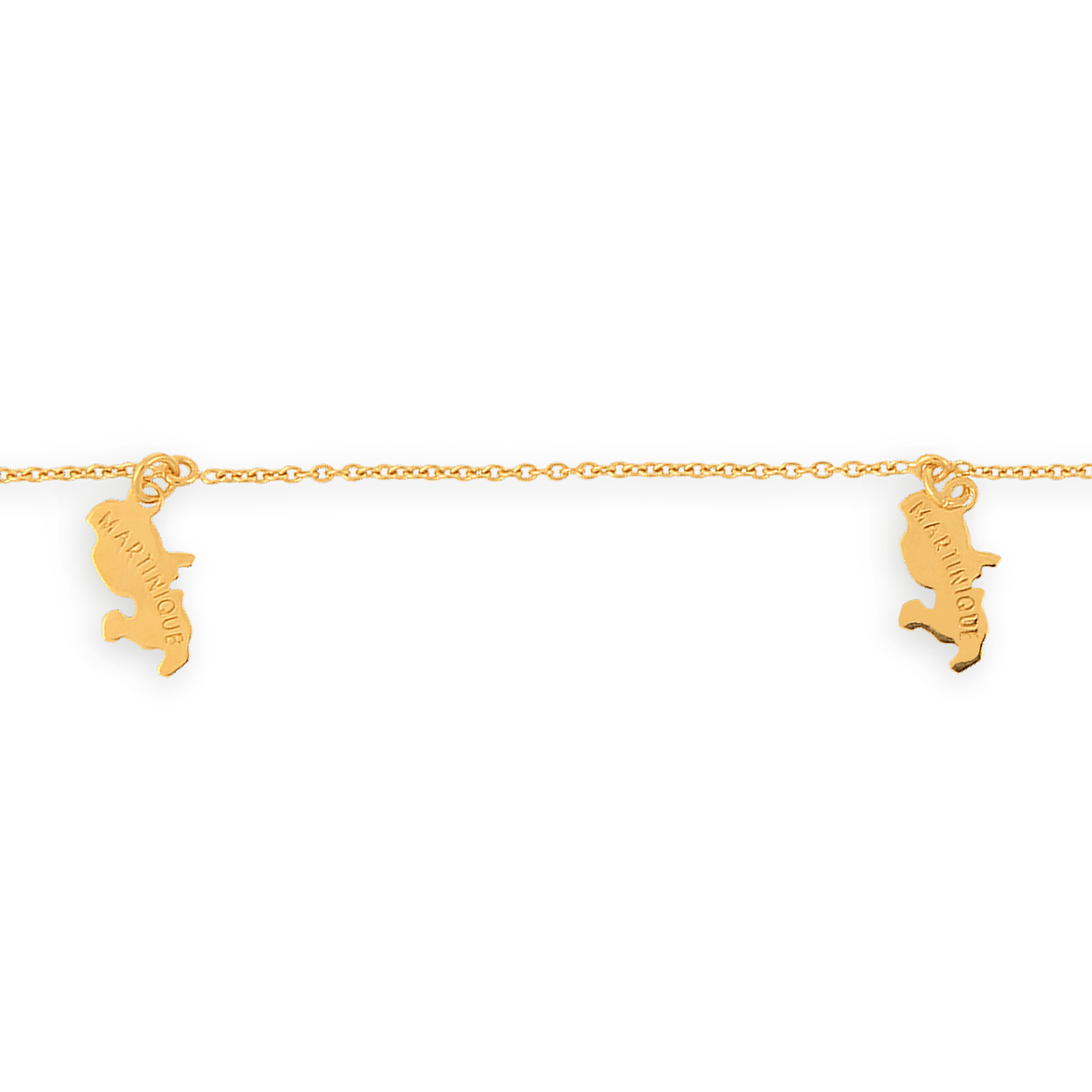 Bracelet Or 375 Cartes Martinique 6*10mm 18cm