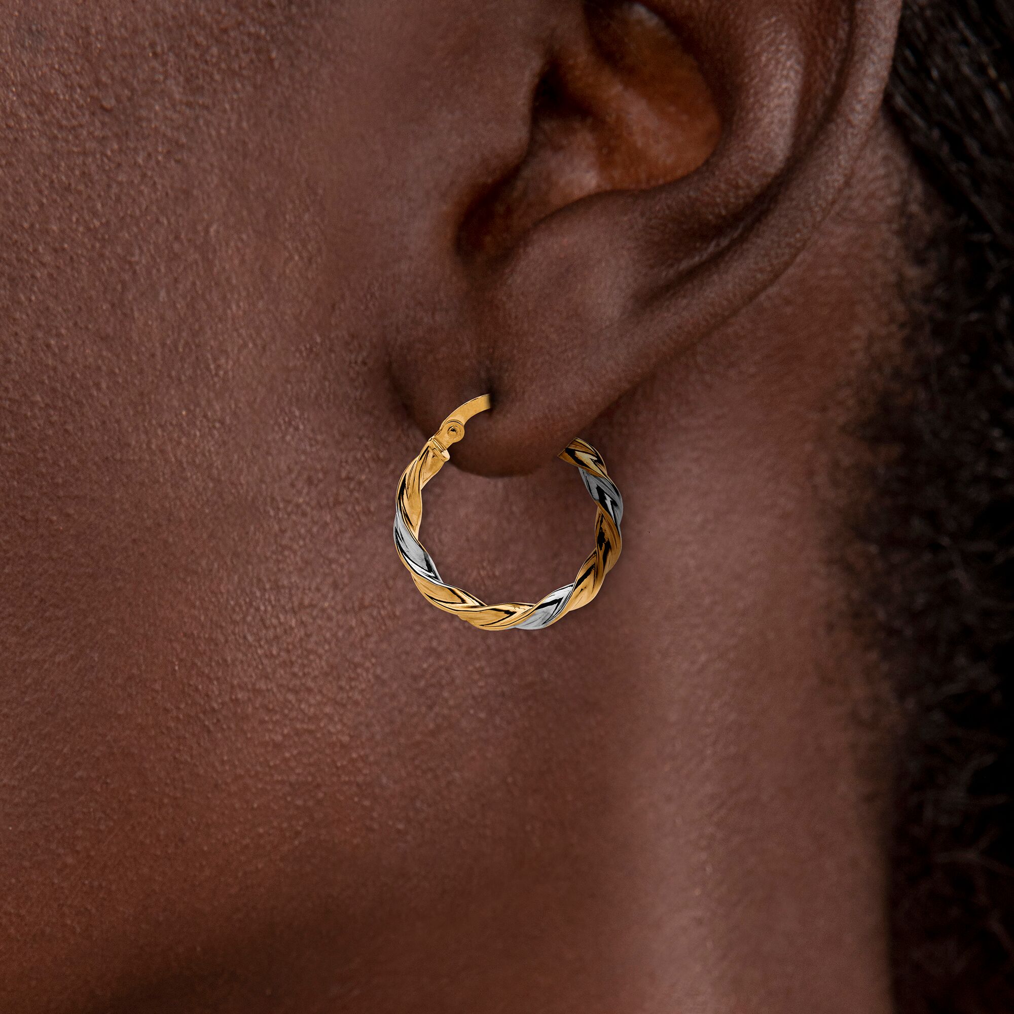 créoles or 9 carats bicolore torsadées 20mm 2.5mm | Créolissime