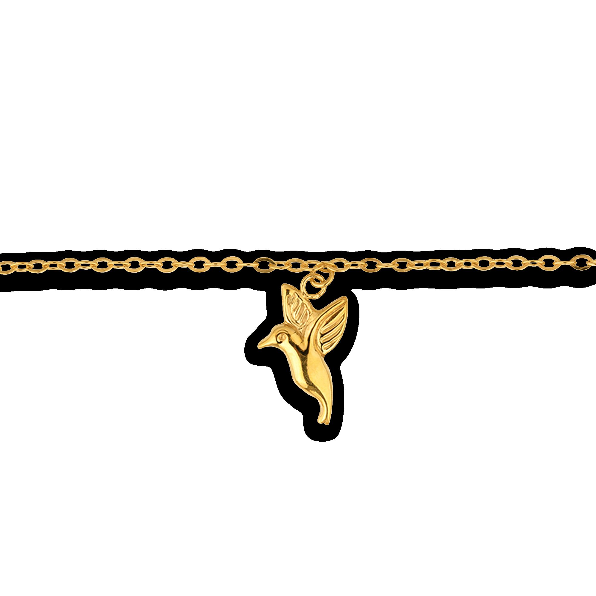 Chaîne Cheville Or 375 25  à 27mm Maille Forçat 1.5mm Colibri 9*15mm