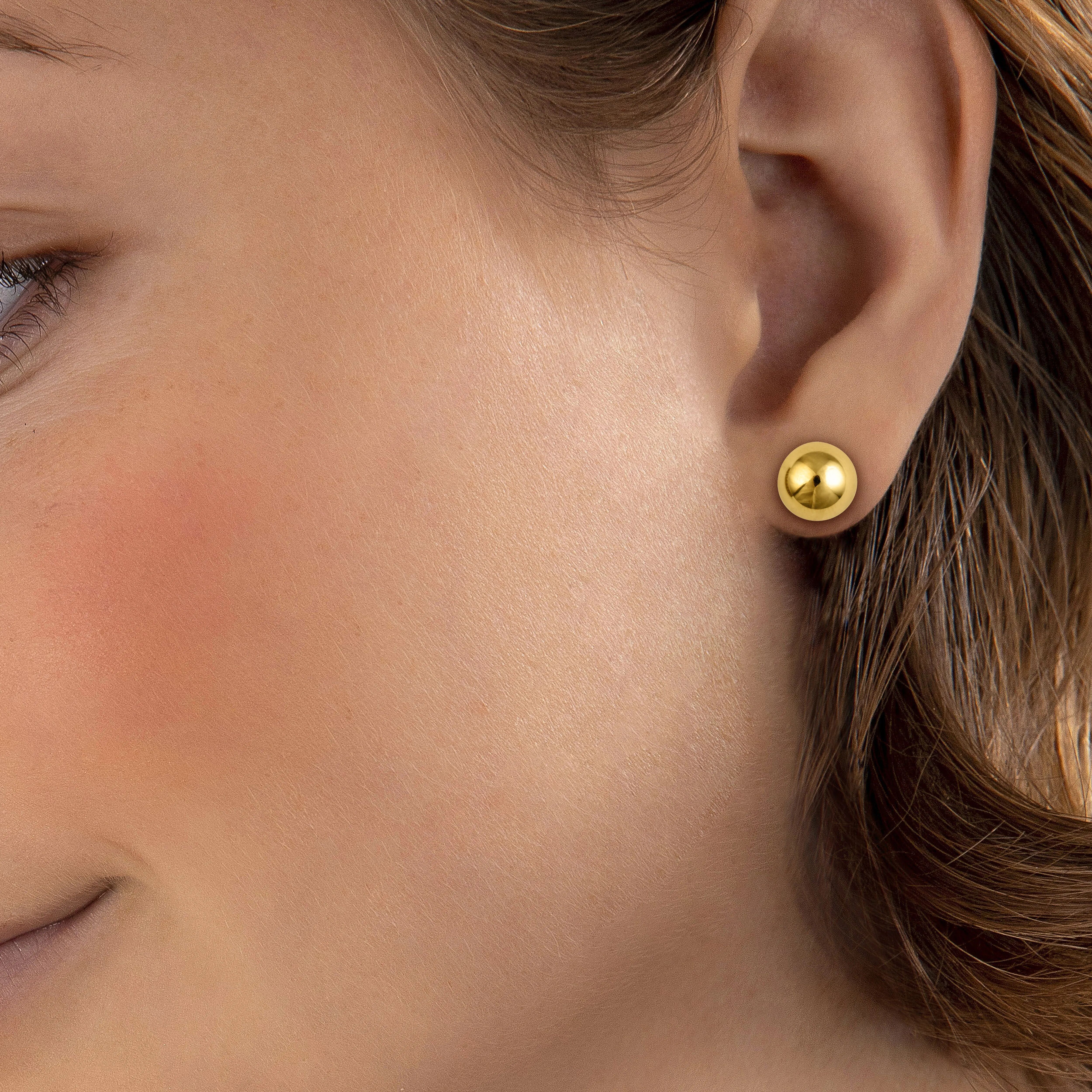 Boucles D'oreilles Plaqué Or Bouton 8mm