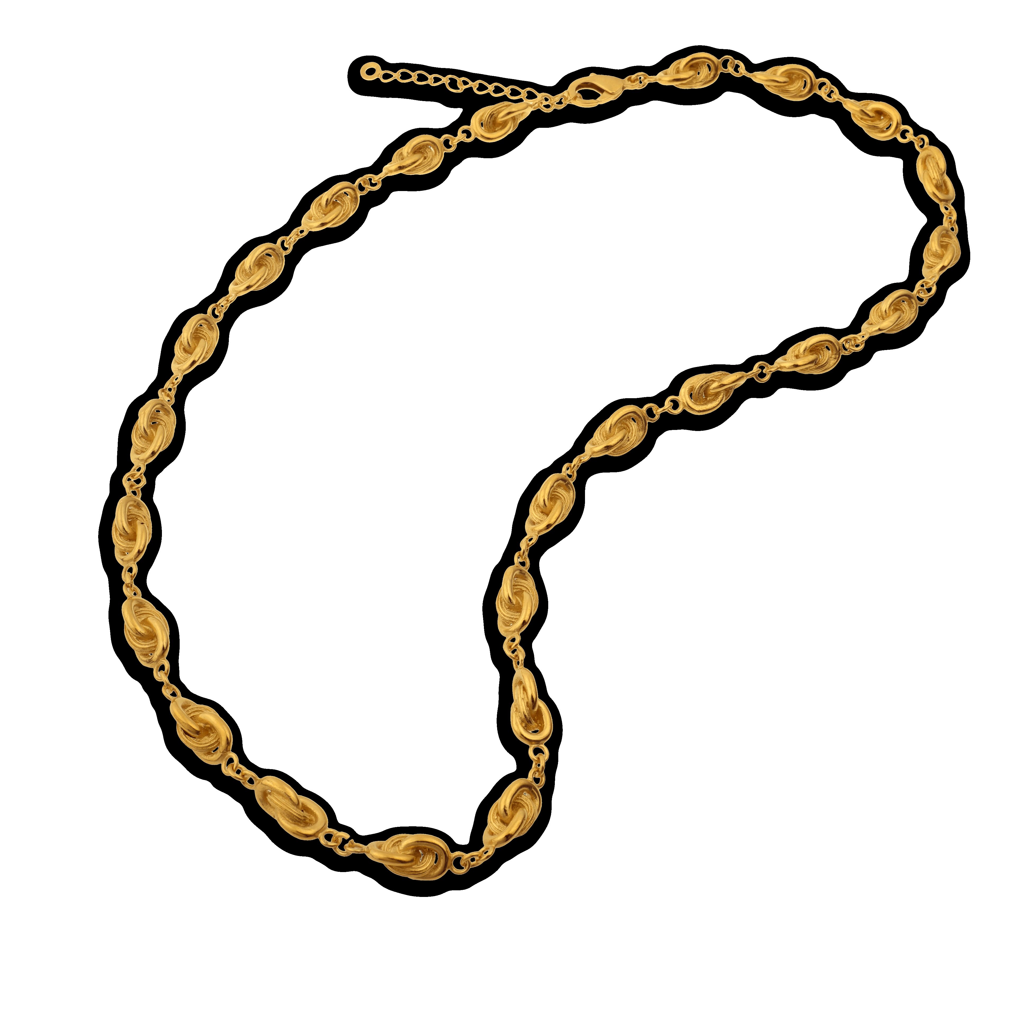 Collier Plaqué Or Noeud Forçat Antillais 7mm 50  à 55cm