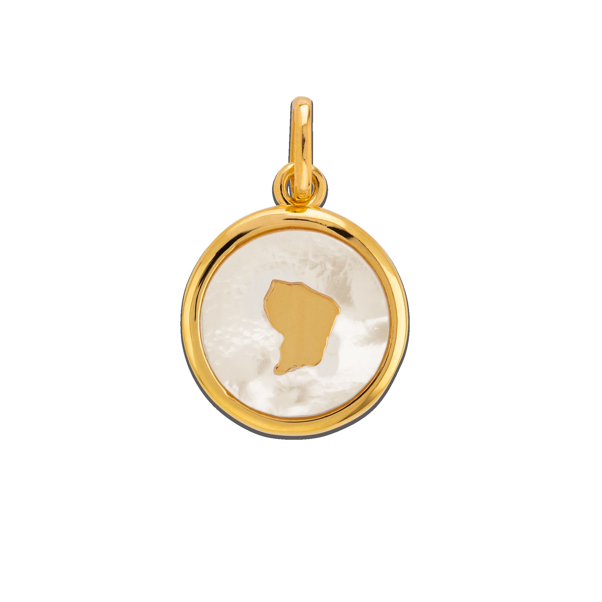 Pendentif double bélière martelé avec accent de pierres précieuses - Bouclier plaqué or avec