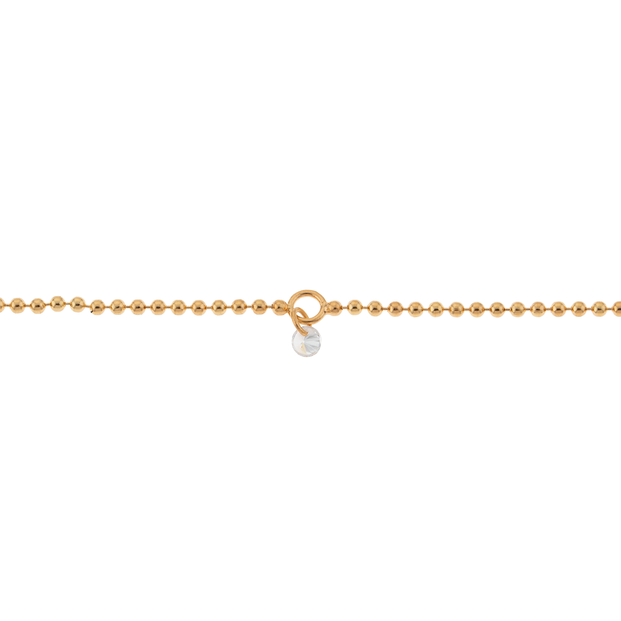 Chaîne Cheville Plaqué Or 25  à 27cm Maille Boules Zirconium Blanc 3mm