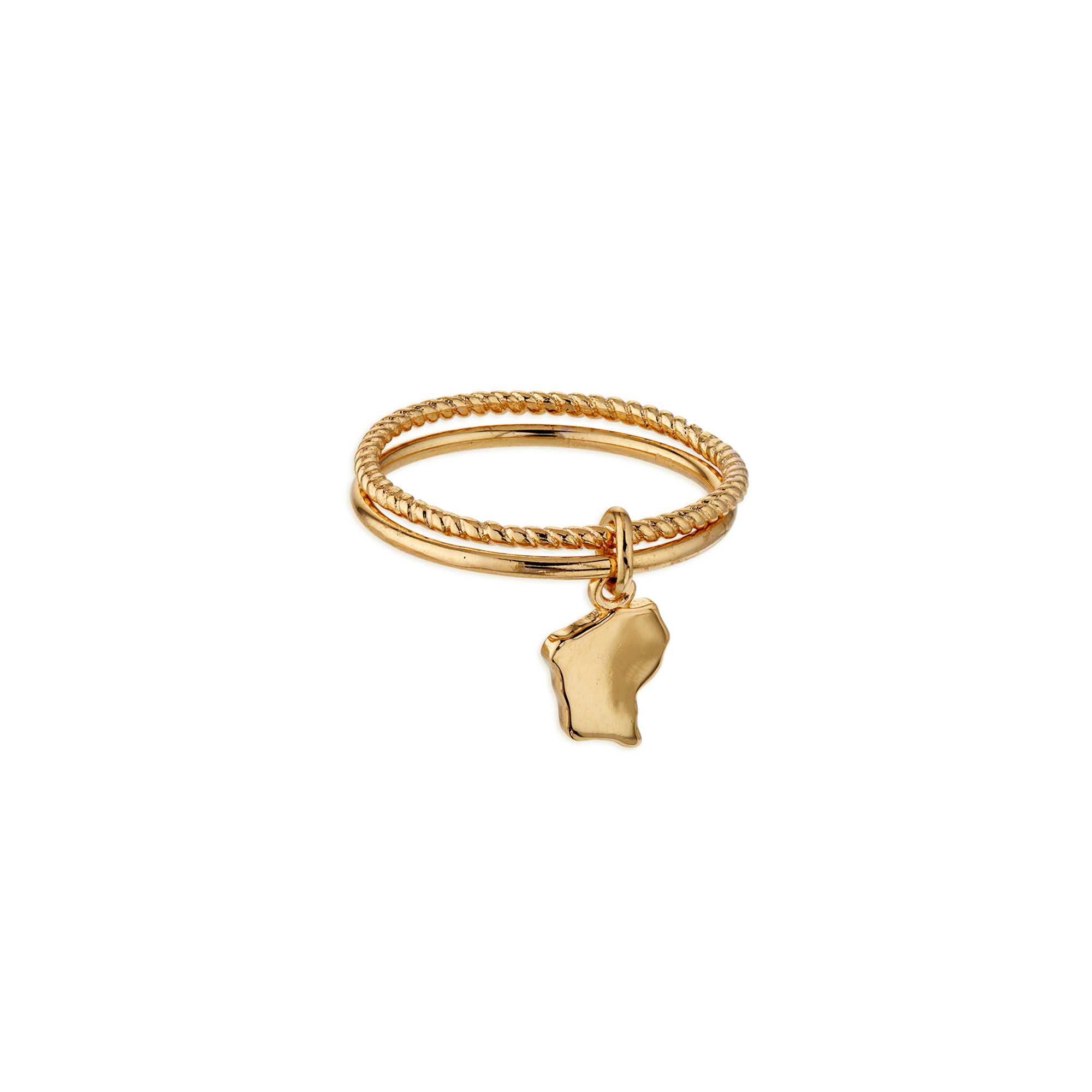 Bague Vintage Plaqué Or Taille 58 - Occasion En Bon état, Style Vague Doré