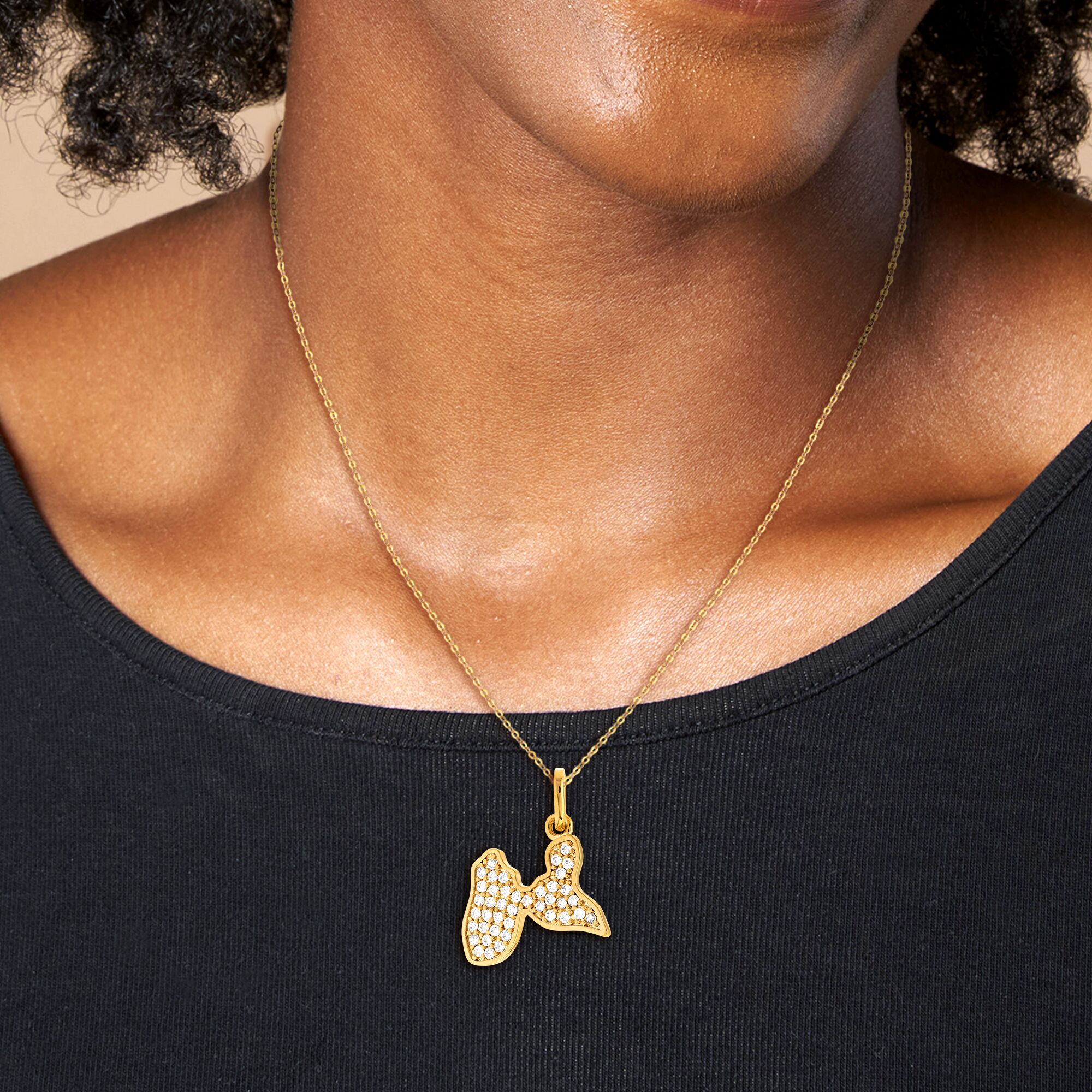 Pendentif Plaqué Or Carte Guadeloupe Zirconium 20*28mm Avec Bélière