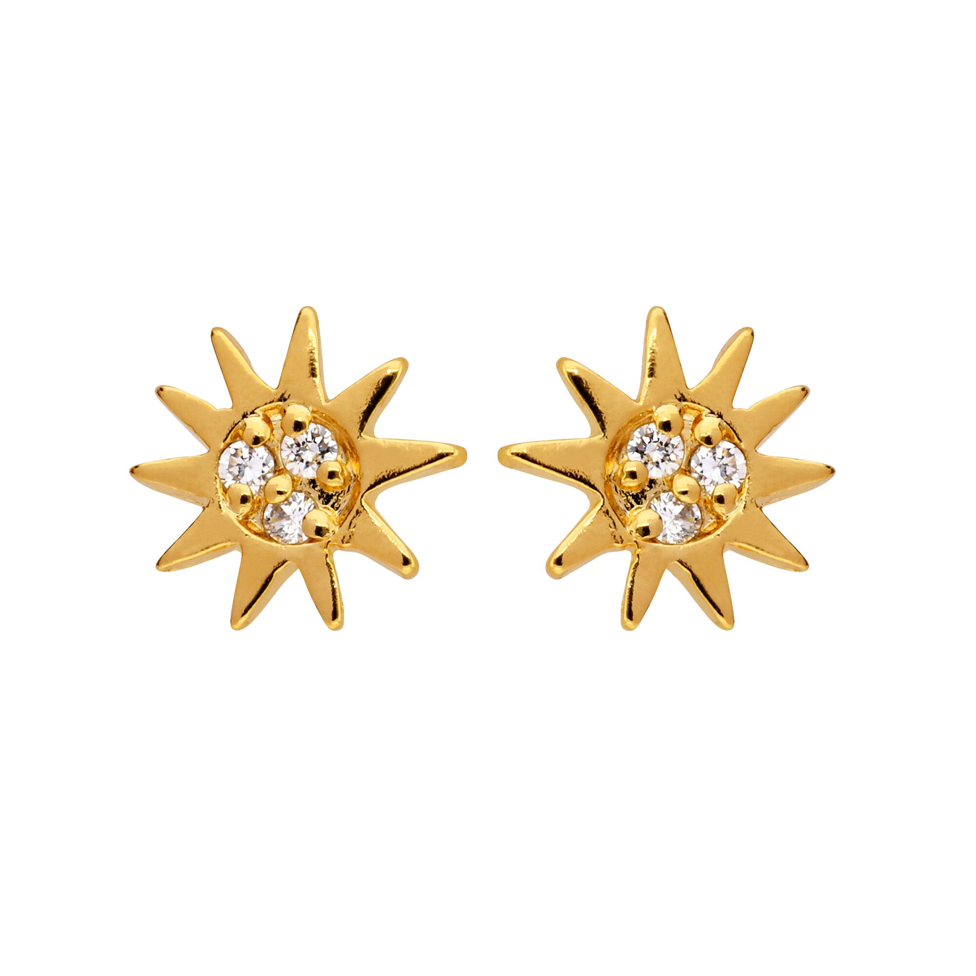 Boucles D'oreilles Solitaires Zirconium Plaqué Or 18 Carats - Rouge, Dormeuses, Marque Petugons
