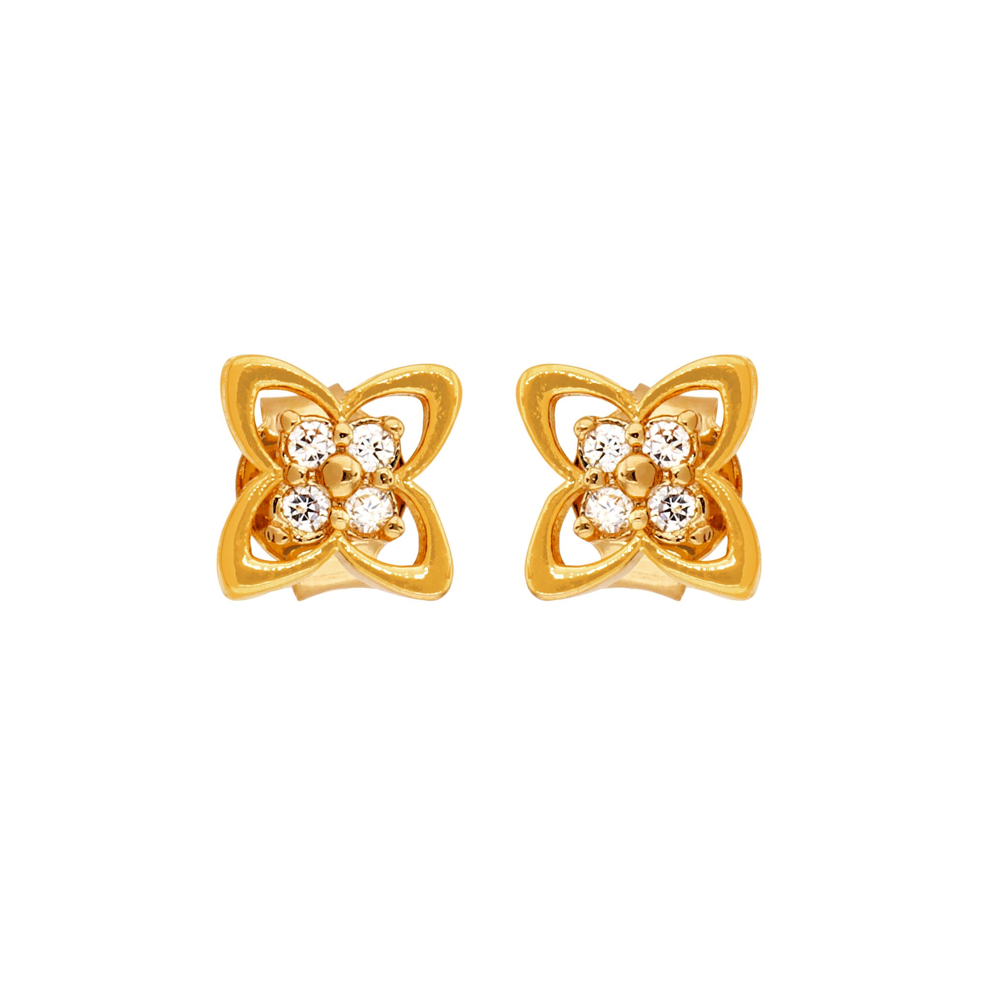 Boucles D'oreilles Créoles Torsade D'oxydes De Zirconium Plaqué Or 750 3 Microns