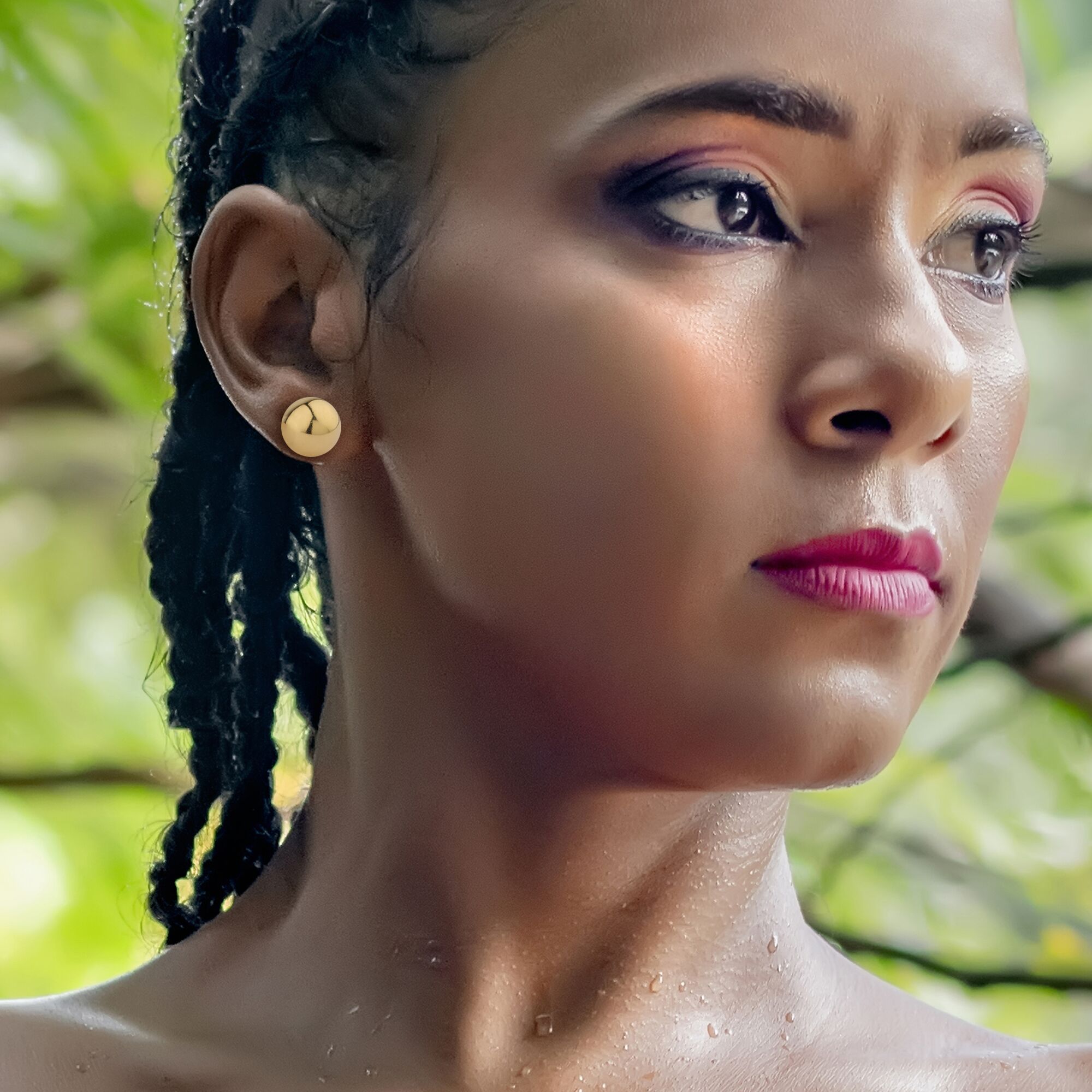 Boucles D'oreilles Plaqué Or Bouton 12mm