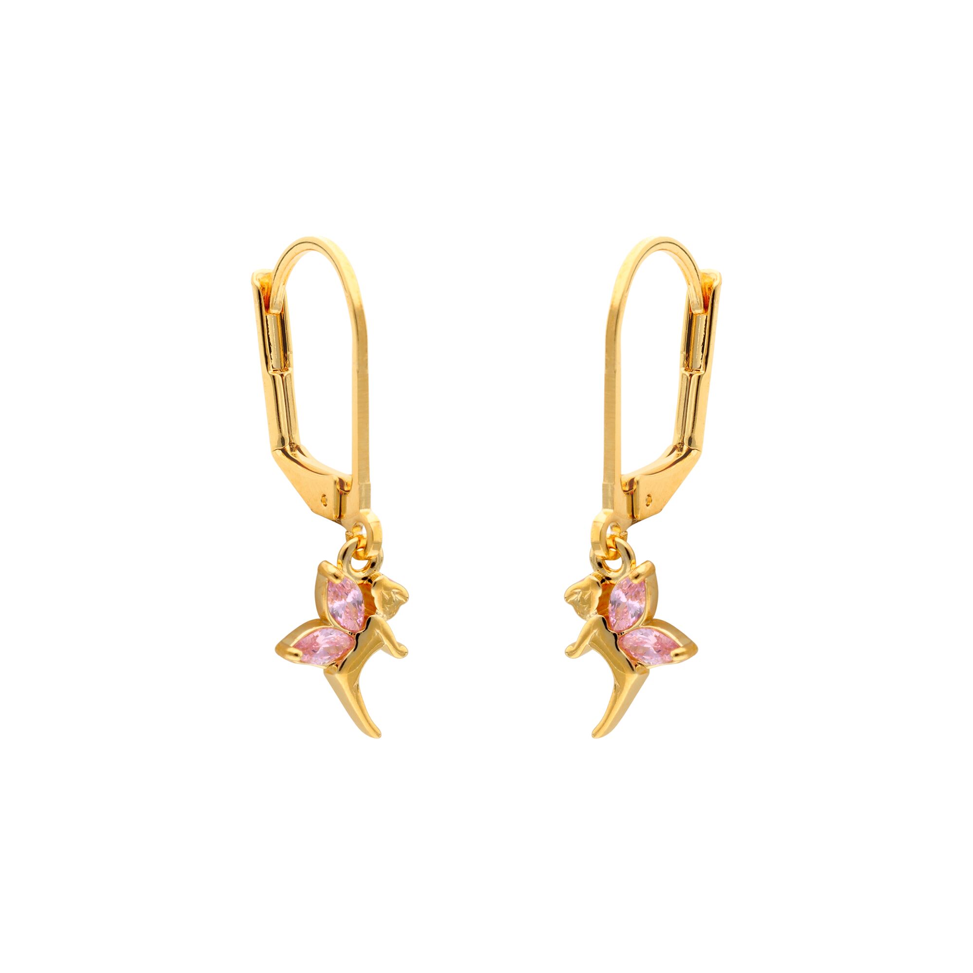 Boucles D'oreilles Fée En Plaqué Or Et Zirconium - Clous Dorés - Neuf Avec étiquettes